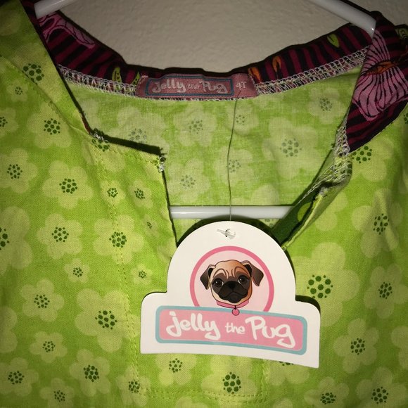 Jelly the Pug Hummingbird Dress Green Hooded 4T - Picture 5 of 10